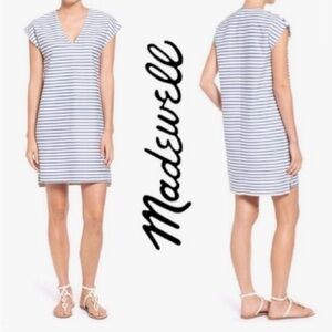 Madewell Cream/Blue striped Vacances shift dress